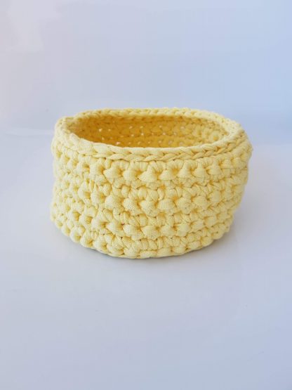 Panier artisanal rond, jaune