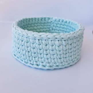 Panier artisanal rond, bleu clair