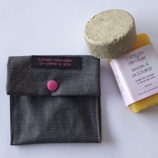 Pochette étanche pour savon solide ou shampoing solide