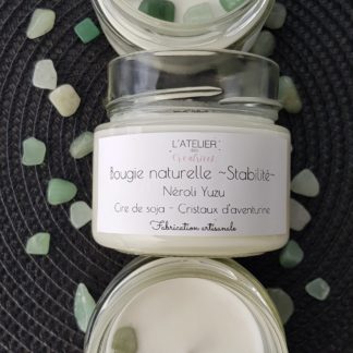 Bougie naturelle ~Stabilité ~ - Néroli Yuzu & Cristaux d'aventurine