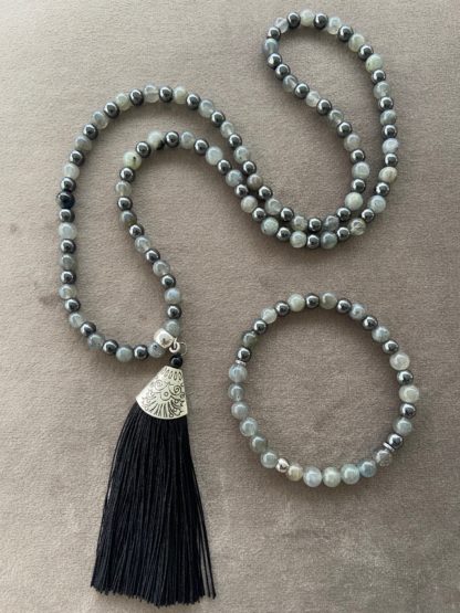 Mâlâ en Labradorite et Hématite (bracelet non compris) – Image 2