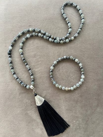 Mâlâ en Labradorite et Hématite (bracelet non compris)
