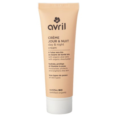 Crème visage à l'aloe vera bio et au beurre de karité bio (tous types de peaux). Texture fine, non grasse et non collante, parfum léger et fleuri.