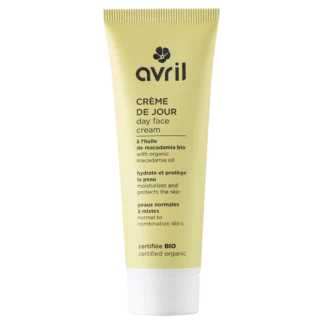 Crème Crème visage peaux normales & mixtes, à l'huile de macadamia bio et à l'huile d'amande douce bio. Texture fine, non grasse et non collante, parfum 100% naturel